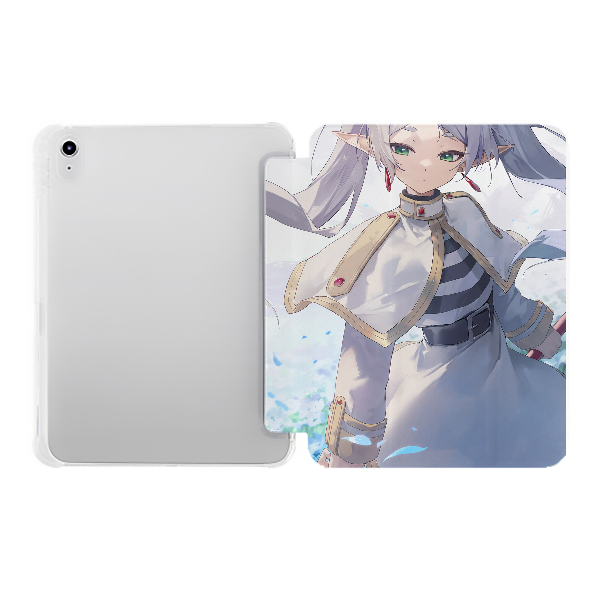 （画像用） 葬送のフリーレン Frieren IPad ケース ペン収納付き 三つ折りスタンド PUレザー×シリコン 対応機種9.5/10.5/10.9インチ